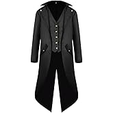 H&ZY Men's Steampunk Vintage Tailcoat Jacket Gothic Victorian Frock Coat Uniform Halloween Costume