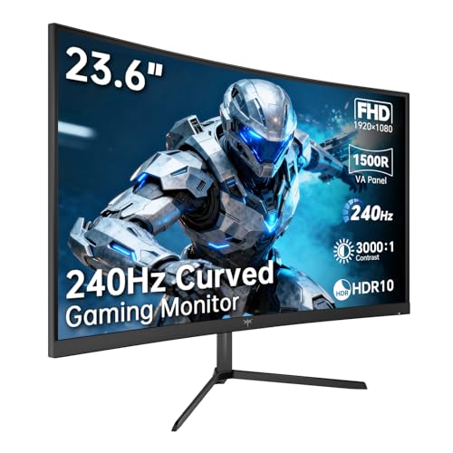 KTC Gaming Monitor 24 Zoll, FHD 1920×1080, 240Hz, 1500R Curved VA Panel, 3000:1 Kontrast, FreeSync, Low Blue Light, DC Dimming, VESA 100×100 mm