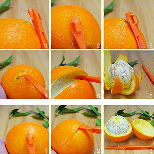 Updated Orange Citrus Peelers，Easy Fruit Slicer Cutter Remover Opener Kitchen Accessories Knife Cooking Tool Kitchen Gadget Plastic Pack of 12