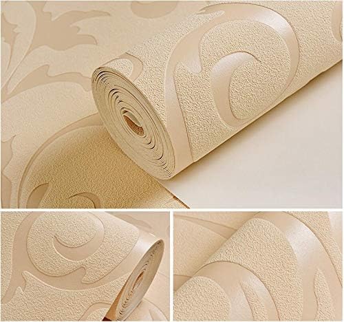 DUOCK 3D European Deerskin Velvet Wallpaper Roll Living Room Tv Background Gold Beige Wall Paper Bedroom,77011,5.3 Square Meters