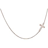 DAOCHONG S925 Sterling Silver Jewelry Sideways Cross Choker Necklace 14 inches to 18 inches
