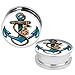 BodyJ4You Ear Gauges 0G Steel Logo Kit Screw Fit Plugs (8mm) - 6 pieces