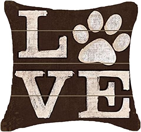 FELENIW. Retro Pug pet Dog Pug Dog Paws Love Sunglasses Throw Pillow Cover Cushion Case Cotton Linen Material Decorative 18" Square ¡­ (17)