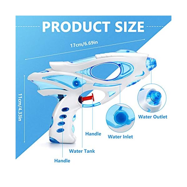 Ucradle Water Pistols For Kids,3Pack Super Gun Blaster Cool Small Pistol Guns Outdoor Beach Garden Toy Pool Bath Party…