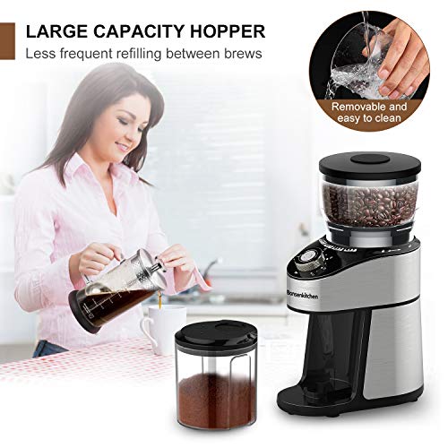 Electric Conical Burr Coffee Grinder, Stainless Steel Coffee Grinder 230g Capacity Burr Mill for