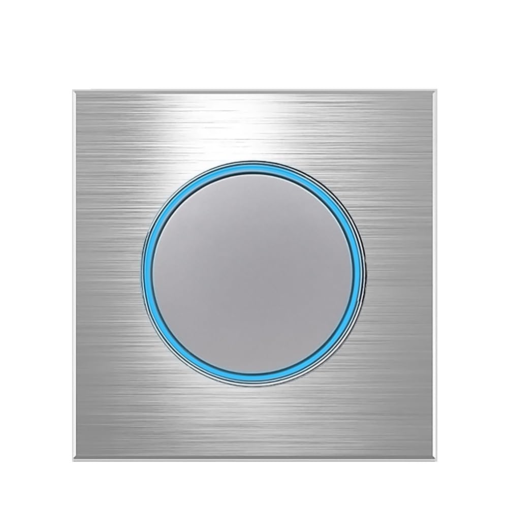 Circle 1/2/3/4 gang 2 way Push Button Wall Light Switch Glass Step Light LED Indicator (grey aluminum 1 gang 2 way) — image 1