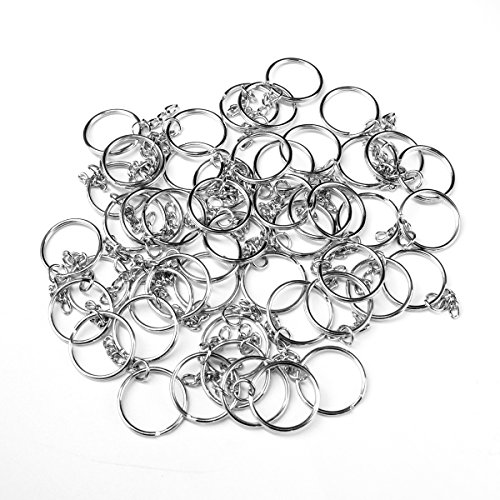 50 PCS Split Key Ring with Chain 25mm Open Jump Ring Durable Key Chain Parts and Connector, Silver