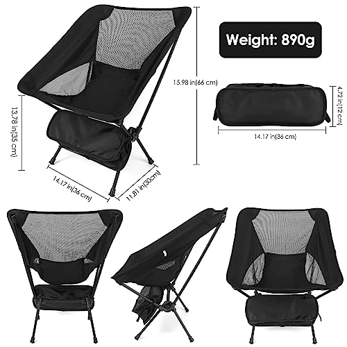 Diealles Shine Folding Camping Chair, Portable Ultralight Folding Chair with Carry Bag, Camping Chairs for Outdoors, Garden, Beach, Fishing, Picnic, Travel, Orange