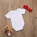 Birsppy Baby Girls Lovely Color Sentence Print Love Heart Pattern Summer Romper+Headband (0-3 M, White)