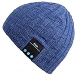 Mydeal Washable Winter Unisex Hat Bluetooth Beanie Short Skully Cap with Bluetooth Stereo Headphones Mic Hands Free Rechargeable Battery for Mobile Phones,iPhone, iPad, Android,Laptops,Tablets - Blue