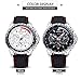 MEGIR Fashion Design Mens Watch with 3eye Decoration Dials and Nail Scale Quartz (White)