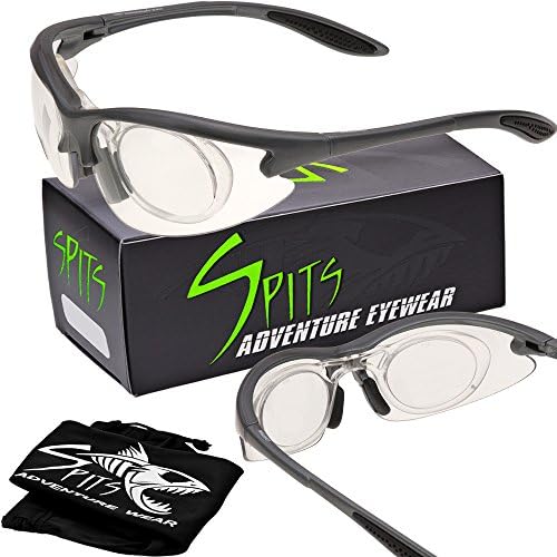 Magshot Safety Glasses Grey Frame - Safety Compliant ANSI Z87.1+ with 3.00 magnifying adapter