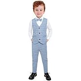 Yilaku Boys Suits Ring Bearer Outfit Toddler Suits with Vest+Shirt+Pants Sets Kids Dress Clothes for 18 Months-9 Years