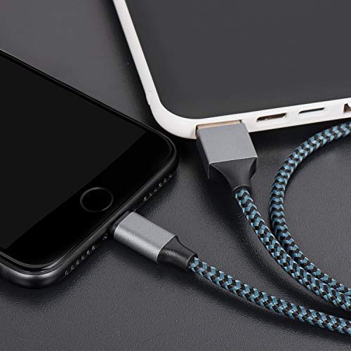 iPhone Charger, Sundix 3Pack 10ft Lightning Cable iPhone Charger Cable Nylon Braided Charging Cord Compatible iPhone XR XS XSMax X 8 8 Plus 7 7 Plus 6 6s Plus SE 5 5s 5c iPad iPod? (Blue)