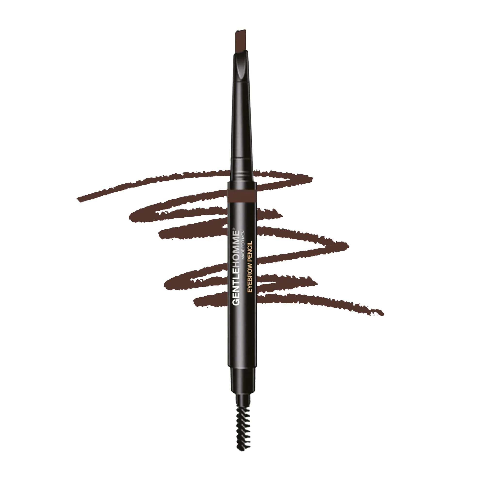Gentlehomme Mens Eyebrow Pencil Dark Brown, Easily Shape Define Fill Eyebrows or Facial Hair, 2 in 1 brush and ultra-thin pencil, Waterproof Smudge Proof Sweatproof, Durable and Long Lasting