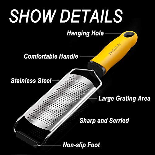 Multipurpose Zester Grater & Brush - Parmesan Cheese, Citrus, Lemon, Lime, Chocolate, Fruits, Soft Grip Handle, Stainless Steel Fine Blades with Protector, Hand-held Kitchen Tool, Dishwasher Safe - Thumbnail 2