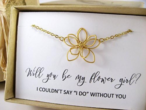 Flower Girl Gift, Flower Girl Bracelet, Wire Flower Bracelet, Will you be my Flower Girl? Flower Girl Proposal, Thank you for being my Flower girl, Available in Silver and Gold