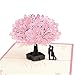 Handmade Pop Up Romantic Birthday, Anniversary, Dating Card for Husband, Wife, Boyfriend, Girlfriend - Cherry Blossom Tree with Couples