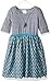 Youngland Girls' Grey to Chevron Crochet Knit Fashion Dress with Blue Trim and Removable Necklace