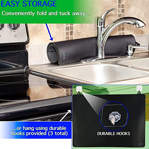 Larsic Stove Cover - Protects Electric Stove Washer Dryer Top. Anti-Slip Coating Waterproof Stove Gap Foldable Prevent Scratching, Expands Usable Space (24X21, Black) - Thumbnail 6