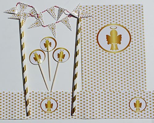 Angel - 25 Cupcake Toppers, 1 Cake Topper/ Bunting, 1 Cake Frill