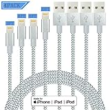 IDiSON 4Pack 3ft Apple MFi Certified iPhone Lightning Cable Braided Nylon Fast Charger Cable Compatible iPhone 11 X XR XS MAX 8 Plus 7 6s 5s 5c Air iPad Mini iPod (Gray White)