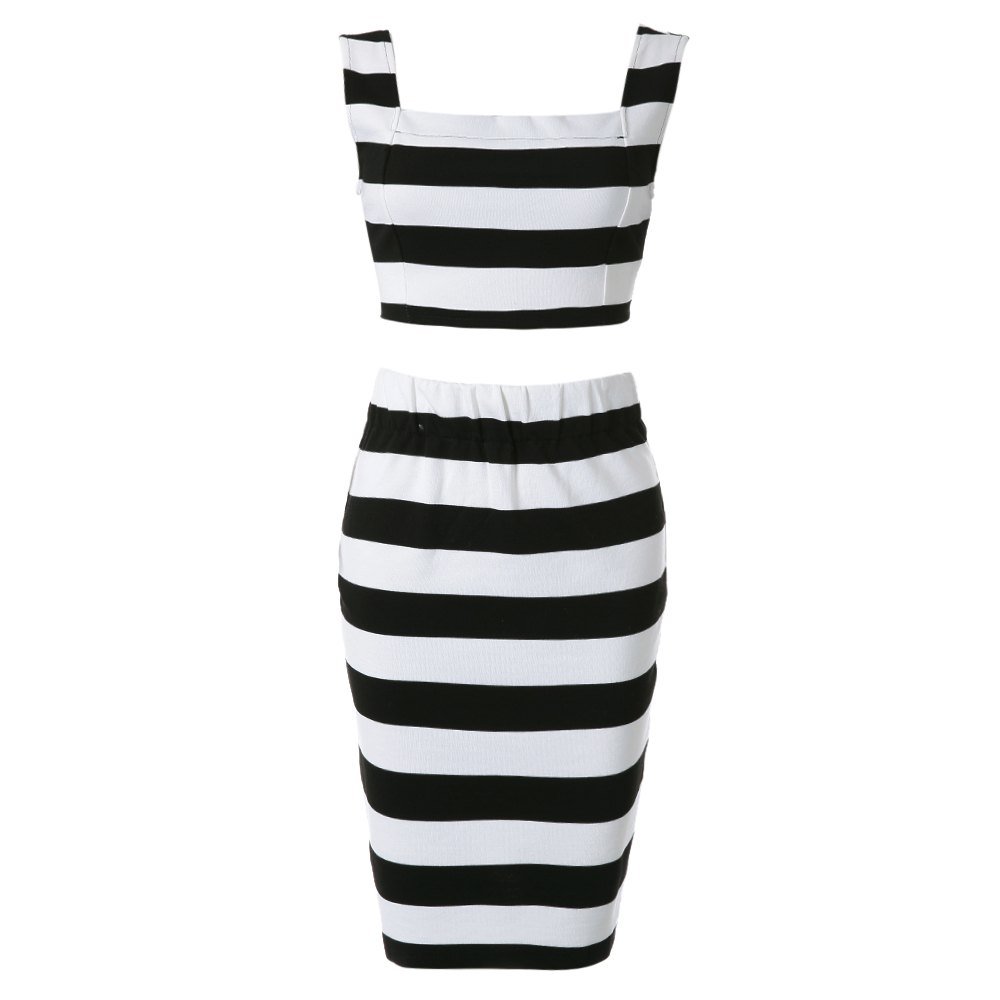 hannea stylish square neck striped suit for women