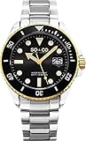 SO&CO New York Men's 5025.3 Yacht Black Dial Date Luminous Hands and Markers Stainless Steel Link Bracelet Watch