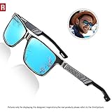 ROCKNIGHT Driving Polarized Wayfarer Sunglasses for Men Al-Mg Lightweight Blue Mirrored Sunglasses UV Protection Casual Fishing