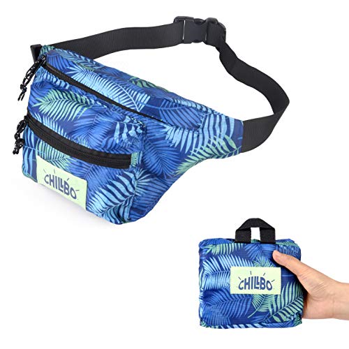 Chillbo Fanny Pack - Fanny Packs for Women and Waist Bags for Men (Blue Leaf)