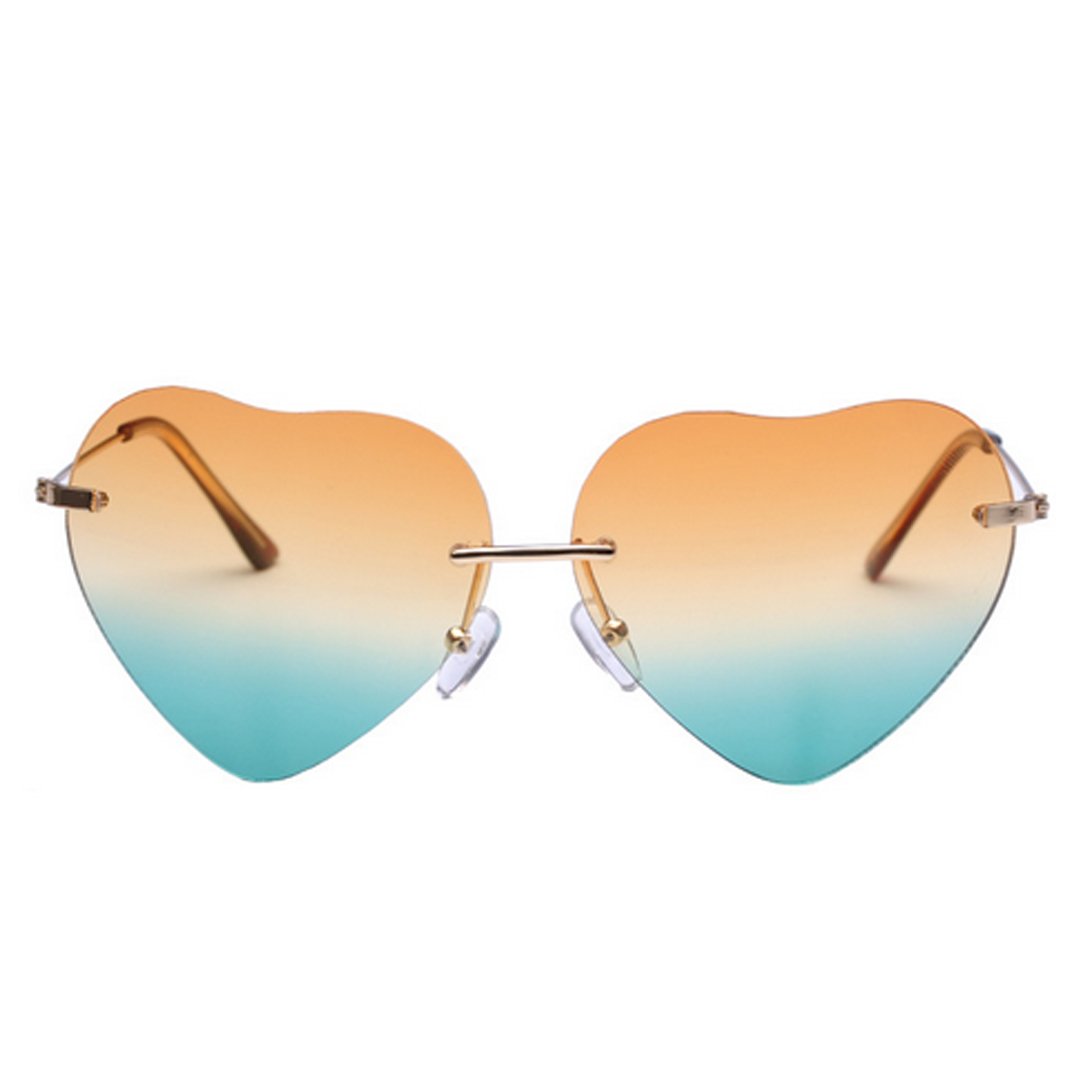 AiSi Heart-Shaped Sunglasses Ladies UV400 Polarized Mirror Sunglasses Color Gradient Film Glasses Driving Travel Fishing Golf Color Lenses