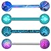 OUFER 4PCS 316L Stainless Steel 14G Barbell Tongue Rings Paint Swirl Splatter Tongue Barbell