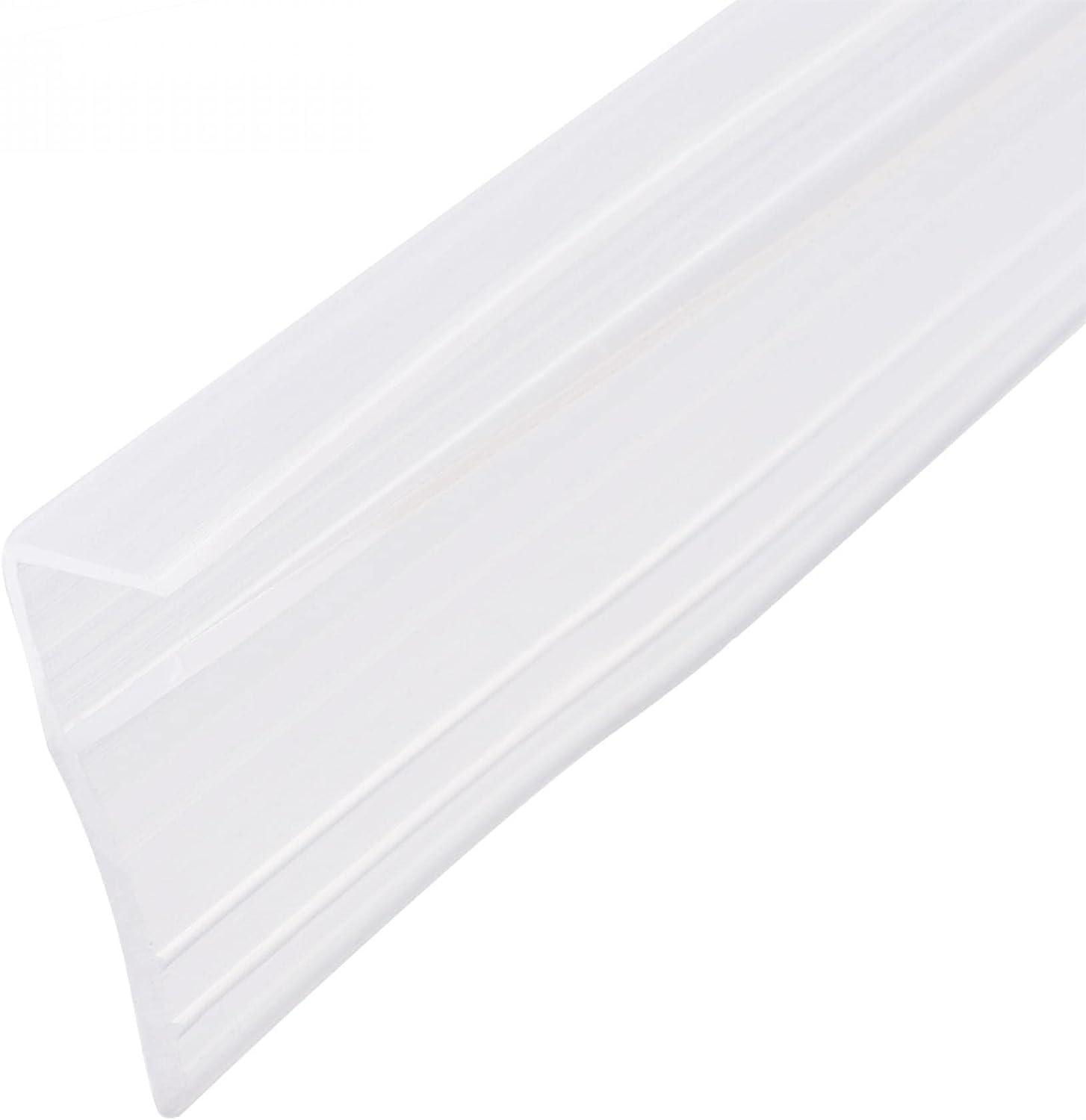 MACHSWON Frameless Glass Shower Door Sweep for 0.39inch(10mm) Glass, F Shape Door Bottom Side Seal Strip with 20mm Drip Rail, Bath Shower Screen Door Seal, 2M Long White