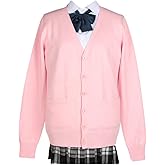 Blostirno Women's Cardigan School Uniform Sweater Cardigans V-Neck Long Sleeve Button Down Knit with Pockets
