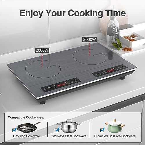 VBGK Double Induction Cooktop, 24 inch 4000W Electric cooktop with hot