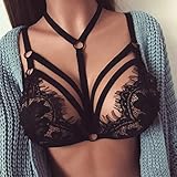 Botrong Sexy Women Floral Lace Bralette Bustier Crop Top Sheer Triangle Bra Shirt Vest Wire Free (M, Black)
