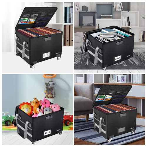 ENGPOW File Box with Wheels, Fireproof Document Box with Lock