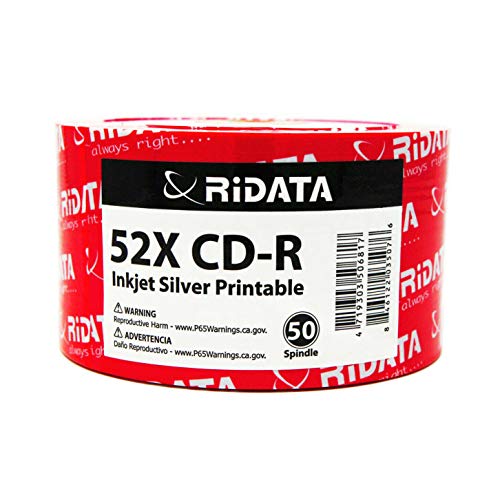400 Pack Ridata CD-R 52X 700MB 80Min Silver Inkjet Hub Printable Blank Media Recordable Disc