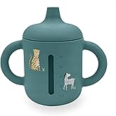 LITTEL RAWR Silicone Baby Sippy Cups for 6 months+, 3 Stages Training Cup Straw Cup for Infants Toddlers and Kid, Soft Spout and Handles Unbreakable Easy Grip 8.5oz/250ml (Blue)