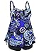 Septangle Women's Floral Print Two Piece Swimsuit Pin up Swimwear Plus Size Bathing Suits (Royal Blue,US 18)