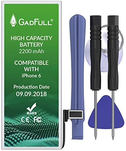 GadFull Battery High Capacity Compatible with iPhone 6 | 2019 Production Date | incl. Repair Set Manual & Profi Kit Tool Set | Works with All Original APN | Mobile Phone Battery