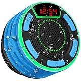 Bluetooth Speakers, BassPal IPX7 Waterproof Portable Wireless Shower Speaker with LED Display, FM Radio, Suction Cup, Light Show, TWS, Loud Stereo Sound for Pool Beach Home Party Travel Outdoors