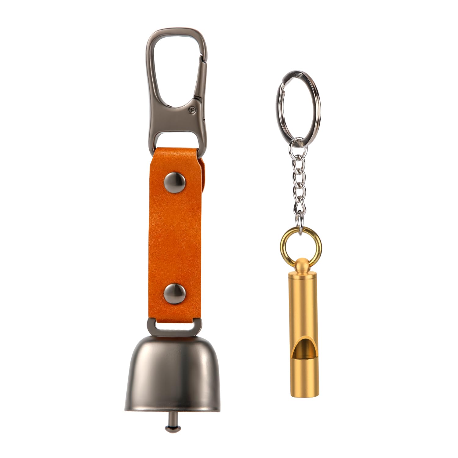 Bear Bell and Whistle, Magnetic silencer leather bear bell and whistle Loud Bear Bell Emergency Whistle Bear Bells Carabiner for Hiking Camping Mountain Bike Outdoor Activity