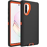 Case for Galaxy Note 10 Plus, Heavy-Duty Tough Rugged Shockproof Drop Protective Cover Cases for Samsung Galaxy Note 10 Plus, Black+Orange