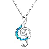 Iringnier Music Note Necklace Music Necklace for Women Sterling Silver Opal Musical Note Pendant Jewelry Musical Charm Jewelry Graduation Gifts