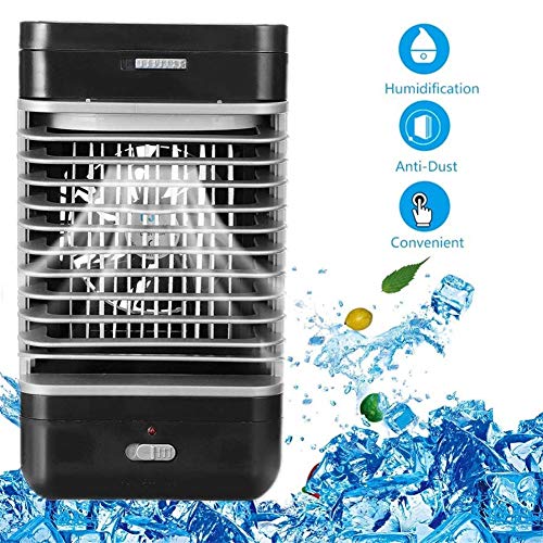 GFYWZ Personal Space Air Cooler, 3 in 1 Portable Mini Air Conditioner, Humidifier & Purifier with 2 Speeds for Home Office Desk Bedroom Outdoor,Black