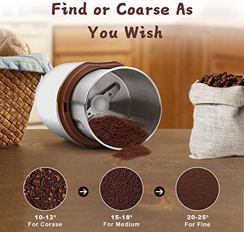 Elektrische Kaffeemühle, Kaffeebohnenmühle Elektrisch, Bohnen-, Nuss- und Getreidemühle mit 304 Edelstahlklingen, 30000… – Bild 5