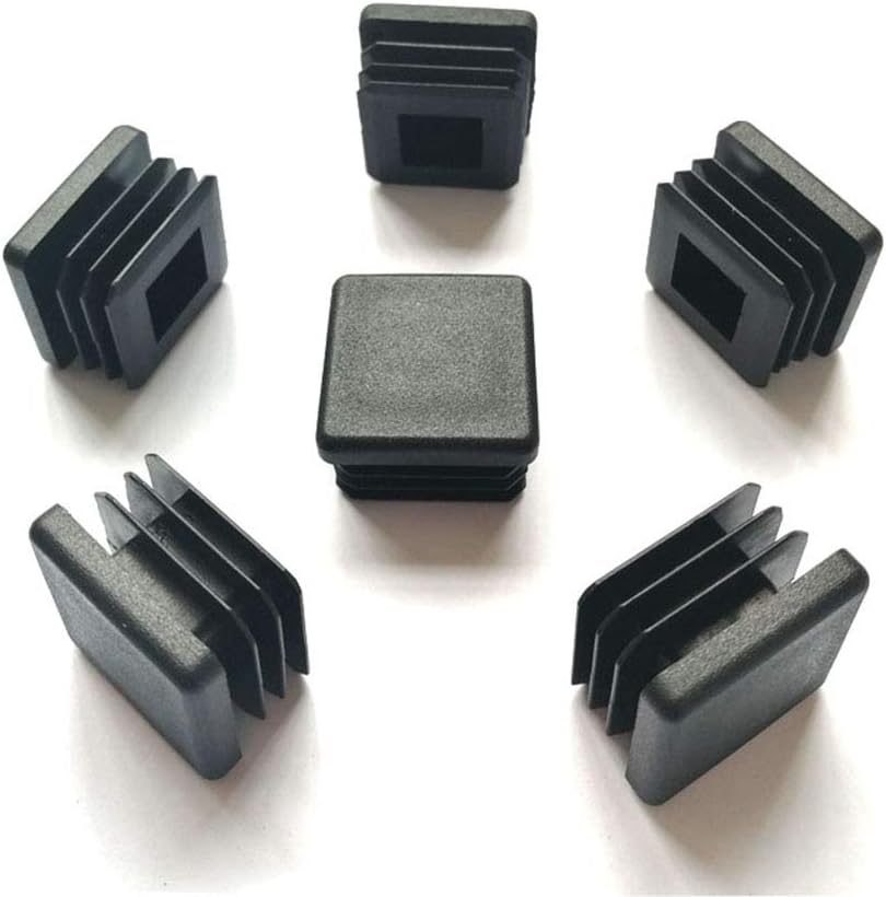 8 Pack 1 Inch Square Black Plastic Plug, Tubing End Cap, Glide Insert