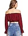 Floerns Women's Off Shoulder Long Sleeve Crop Top Blouse Tee