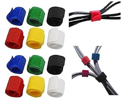 HOKIPO Colorful Cable Wire Ties Curtain Marker Straps Belts Holders, Multipurpose, Set of 12, Random Colors